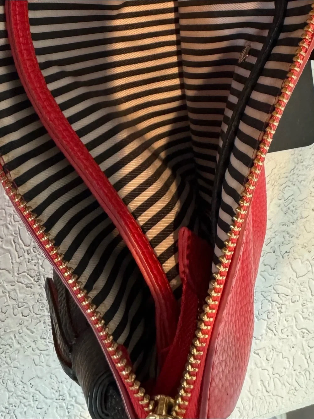 kate spade red pebbled leather tassel crossbody
